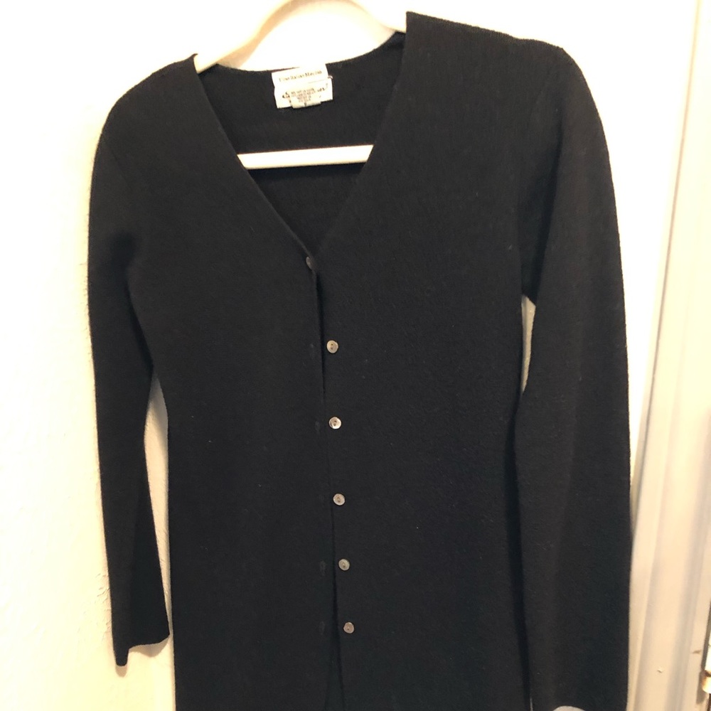 Eddie Bauer long black wool cardigan
